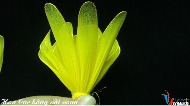 Làm hoa cúc đại đoá bằng vải voan - bước 9
